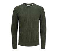 JACK & JONES Men's Jjeemil Knit Cable Crew Neck Noos, Green (Duffel Bag), M