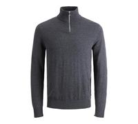 JACK & JONES Mens Jjeemil Knit Half Zip Noos Pullover Sweater, Dark Grey Melange, XL UK