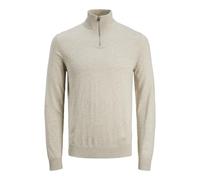 JACK & JONES Mens Emil Half Zip Knitted Top Oatmeal S
