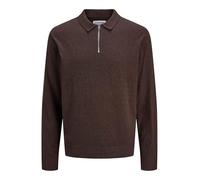 JACK & JONES Men's Jjeemil Knit Polo Half Zip Ls Noos, Mulch, XL