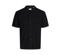 JACK & JONES Men's Jjeemil Knit Structure Shirt Ss Sn Short-Sleeved, Black, L