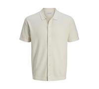 JACK & JONES Men's Jjeemil Knit Structure Shirt Ss Sn Short-Sleeved, Cloud Dancer, L