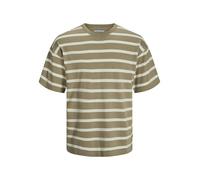 JACK & JONES Men's Jjeemil Knit Tee Ss Sn Shirt, Coriander/Stripes:w. Cloud Dancer, L