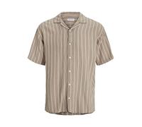 JACK & JONES Men's Jjeenzo Stripe Resort Shirt Ss Sn Short-Sleeved, Crockery, L