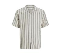 JACK & JONES Men's Jjeenzo Stripe Resort Shirt Ss Sn Short-Sleeved, Moonbeam, L