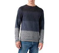JACK & JONES Men's Jjehill Knit Crew Neck Noos Sweater, Navy Blazer/Detail: Gradient, L