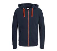 JACK & JONES Men's JJEHOLMEN Sweat Zip Hood, Blue (Navy Blazer - Shocking Orange/Reg Fit), XL