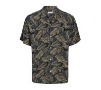 JACK & JONES Men's Jjejeff Tropical AOP Resort Shirt Ss Sn Short-Sleeved, Black, M