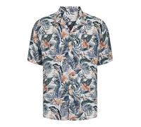 JACK & JONES Men's Jjejeff Tropical AOP Resort Shirt Ss Sn Short-Sleeved, Cloud Dancer, L