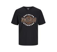 JACK & JONES Mens Jjelogo Tee O-Neck 2 Col Aw24 Sn T-Shirt, Black - White - Orange, M UK