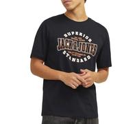 JACK & JONES Mens Jjelogo Tee O-Neck 2 Col Aw24 Sn T-Shirt, Black - White - Orange, S UK