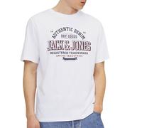 JACK & JONES Mens Jjelogo Tee O-Neck 2 Col Aw24 Sn T-Shirt, White - Dark Blue - Red, XXL UK