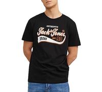 Jack & Jones Men's Jjelogo Tee SS O-Neck 2 Col Aw23 Sn T-Shirt, Black, S