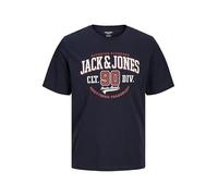 JACK & JONES Men's Jjelogo Tee Ss O-Neck 2 Col Aw24 S Pls T-Shirt, Dark Navy, 5XL