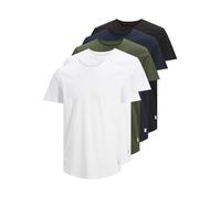 Jack & Jones Men's Jjenoa Tee Crew Neck 5pk Mp T Shirt, White/Detail:2 White - 1 Black Navy -1forest, M UK