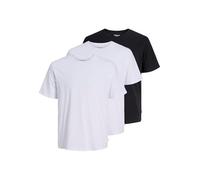JACK & JONES Men's Jjeorganic Basic Tee Ss O-Neck 3pk Mp T-Shirt, Black/Pack: 2white 1black, S