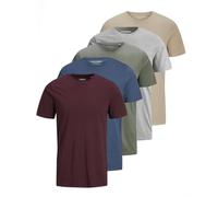 JACK & JONES Men's JJEORGANIC Basic Tee SS O-Neck 5PK Pack D (Crockery, PR, LGM, Denim Blue, Agave Green), M