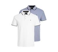 JACK & JONES Mens Jjepaulos 2pk Mp Polo Shirt, Bright Cobalt / Pack: 1bright Cobalt 1white, XXL UK