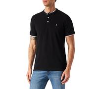 JACK & JONES Men's Jjepaulos Mao Polo Ss Noos Polo Shirt, Black, XXL