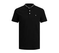 JACK & JONES Men's Jjepaulos Mao Polo Ss Noos Polo Shirt, Black, XXL