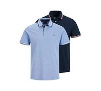 JACK & JONES Men's Jjepaulos Polo Ss 2pk MP Noos Shirt, Ensign Blue Ensign + Navy 12191216, S