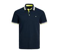 Jack & Jones Men's Jjepaulos Polo Ss Noos Polo Shirt, Dark Navy/Detail: Neon, S