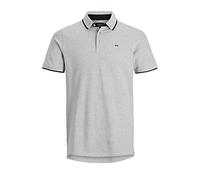 Jack & Jones Men's Jjepaulos Polo Ss Noos Polo Shirt, Grey (Light Grey Melange Detail: Slim Fit - Melange), XL