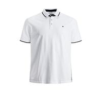 JACK & JONES Men's Jjepaulos Polo Ss Noos Ps T-Shirt, White/Detail:ps, 4XL Plus