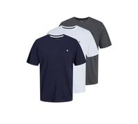 JACK & JONES Men's Jjepaulos Tee SS Crew Neck 3pk MP T-Shirt, Dark Grey Melange/Pack: White + Navy Blazer, XL