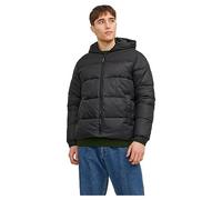 JACK & JONES Men's Jjerecycle Raw Puffer Hood Noos Jacket, Black, XXL