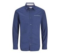 JACK & JONES Men's Jjeremy Detail Shirt Ls Noos Long Sleeve, Medieval Blue, L