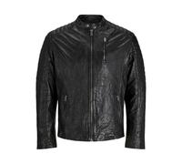 JACK & JONES Men's Jjerichard Leather Jacket Noos Leather Jacket, black, XS