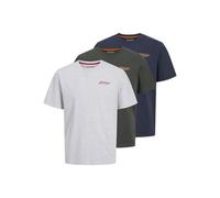 JACK & JONES Men's Jjerik Tee Ss Crew Neck 3pk Mp T-Shirt (Pack of 3)