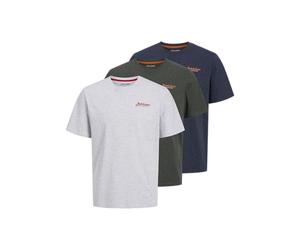 JACK & JONES Men's Jjerik Tee Ss Crew Neck 3pk Mp T-Shirt (Pack of 3)