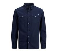 Jack & Jones Men's Jjesheridan L/S Noos Denim shirt, Blue (Dark Navy Fit: Slim), L UK