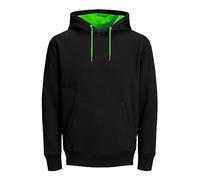 JACK & JONES Men's JJESOFT Sweat Hood, Black neon green/REG, XL
