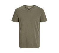 JACK & JONES Men's Jjesplit Neck Tee Ss Noos T-Shirt, Dusky Green, L