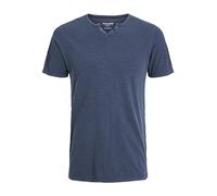 JACK & JONES Men's Jjesplit Neck Tee Ss Noos T-Shirt, Navy Blazer, L