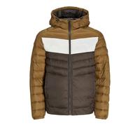 JACK & JONES Men's Jjesprint Puffer Hood Jacket, Mulch/Detail:Monks Robe/Moonbeam Blocking, XS