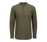 JACK & JONES Men's Jjesummer Half Placket Shirt LS Sn Long Sleeve, Dusty Olive, L