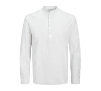 JACK & JONES Men's Jjesummer Half Placket Shirt LS Sn Long Sleeve, White, L