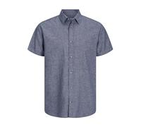 JACK & JONES Men's Jjesummer Linen Shirt Ss Sn Long-Sleeved, Faded Denim, S