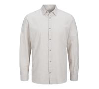 JACK & JONES Men's Jjesummer Shirt Ls Sn Long Sleeve, Oxford Tan/Detail:Stripe, L