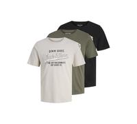 JACK & JONES Men's Jjethan Tee Ss Crew Neck 3Pk Mp Noos, Dusty Olive, XL (Pack of 3)