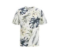 JACK & JONES Men's Jjhawaii AOP Tee SS Crew Neck, Cloud Dancer, XXL