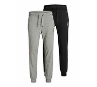 JACK & JONES Men's Jjigordon Jjshark Sweatpants 2pk Noos Slacks, Black/Pack: Lgm, M