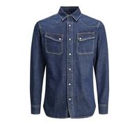 JACK & JONES Men's Jjireno Jjshirt Mf 141 Shirt, Blue Denim, S