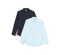 JACK & JONES Men's Jjjoe Shirt Ls 2 Pack Mp Business, Cashmere Blue/Pack:Cashmere Blue + Navy Blazer, M (Pack of 2)