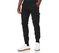 JACK & JONES Men's JJMarco Cargo Jogger Sweatpants Cuffed Track Bottom Slim fit Black 30W / 32L
