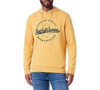 JACK & JONES Men's Jjstanli Sweat Hood Sweatshirt, Honey Gold/Print: Big, M